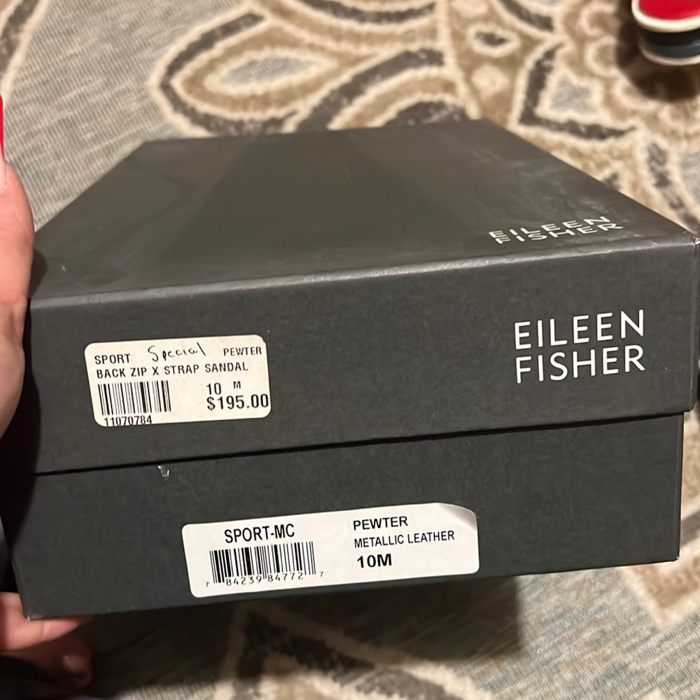 Eileen Fisher pewter sport zip back sandal size 10